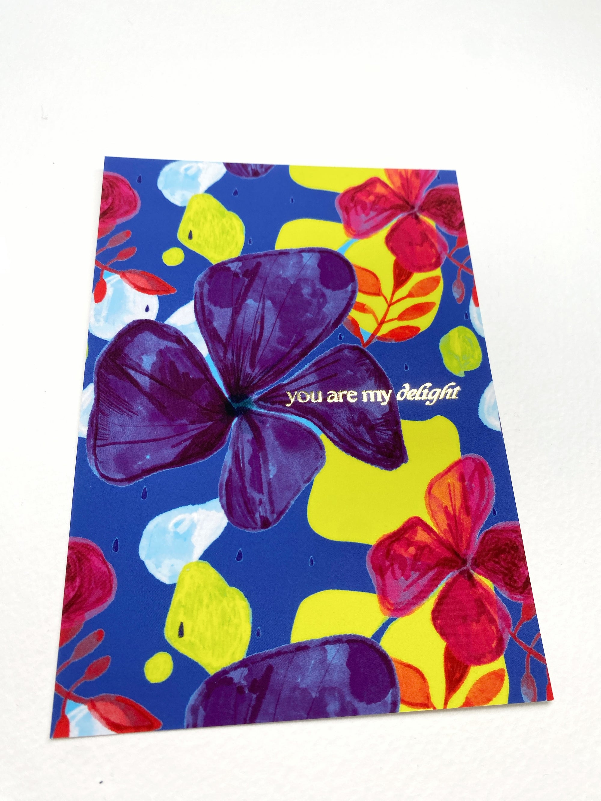 Postkarte "You are my delight" mit Goldreliefprägung