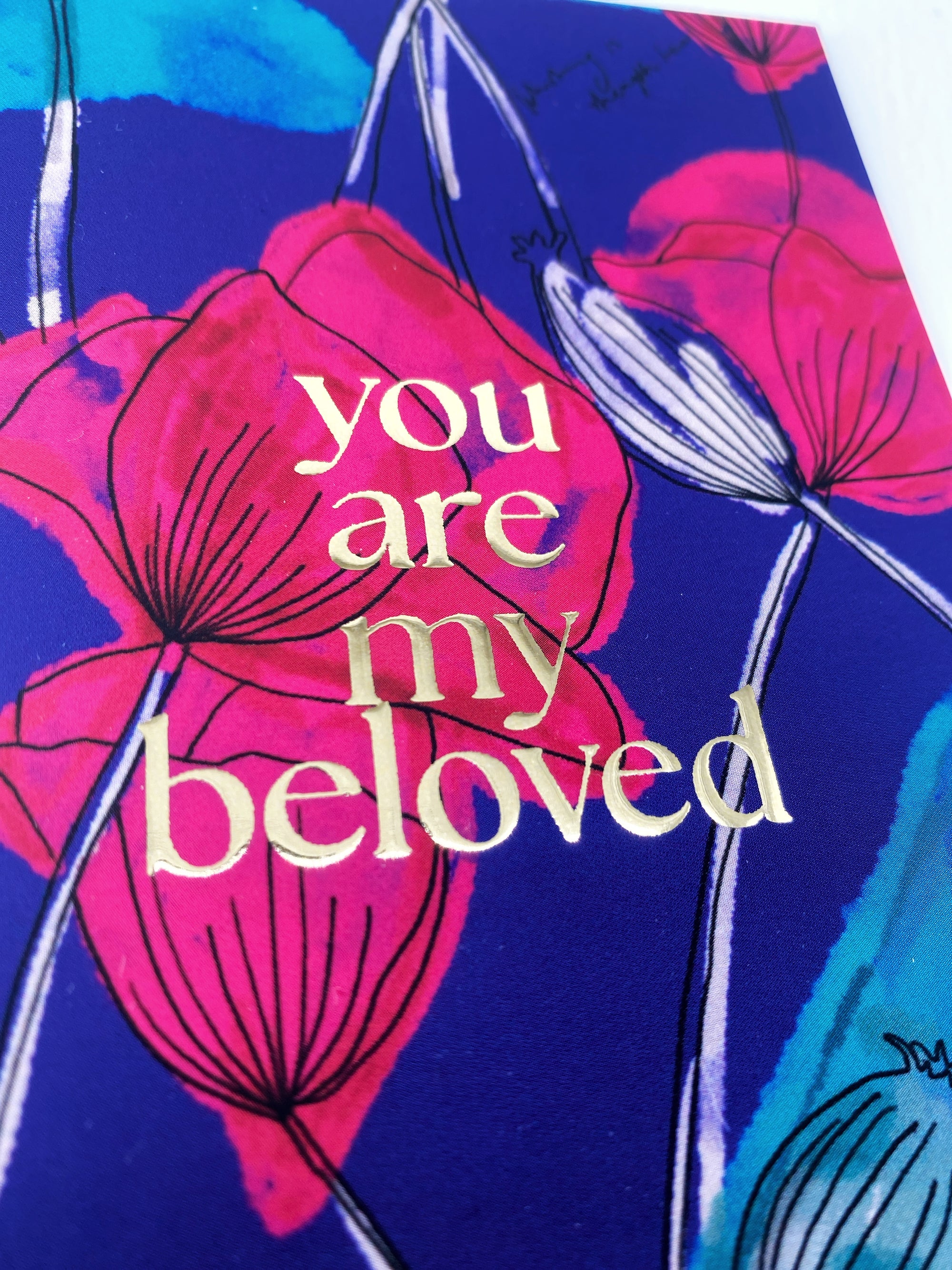 Postkarte "You are my beloved" in Goldreliefprägung