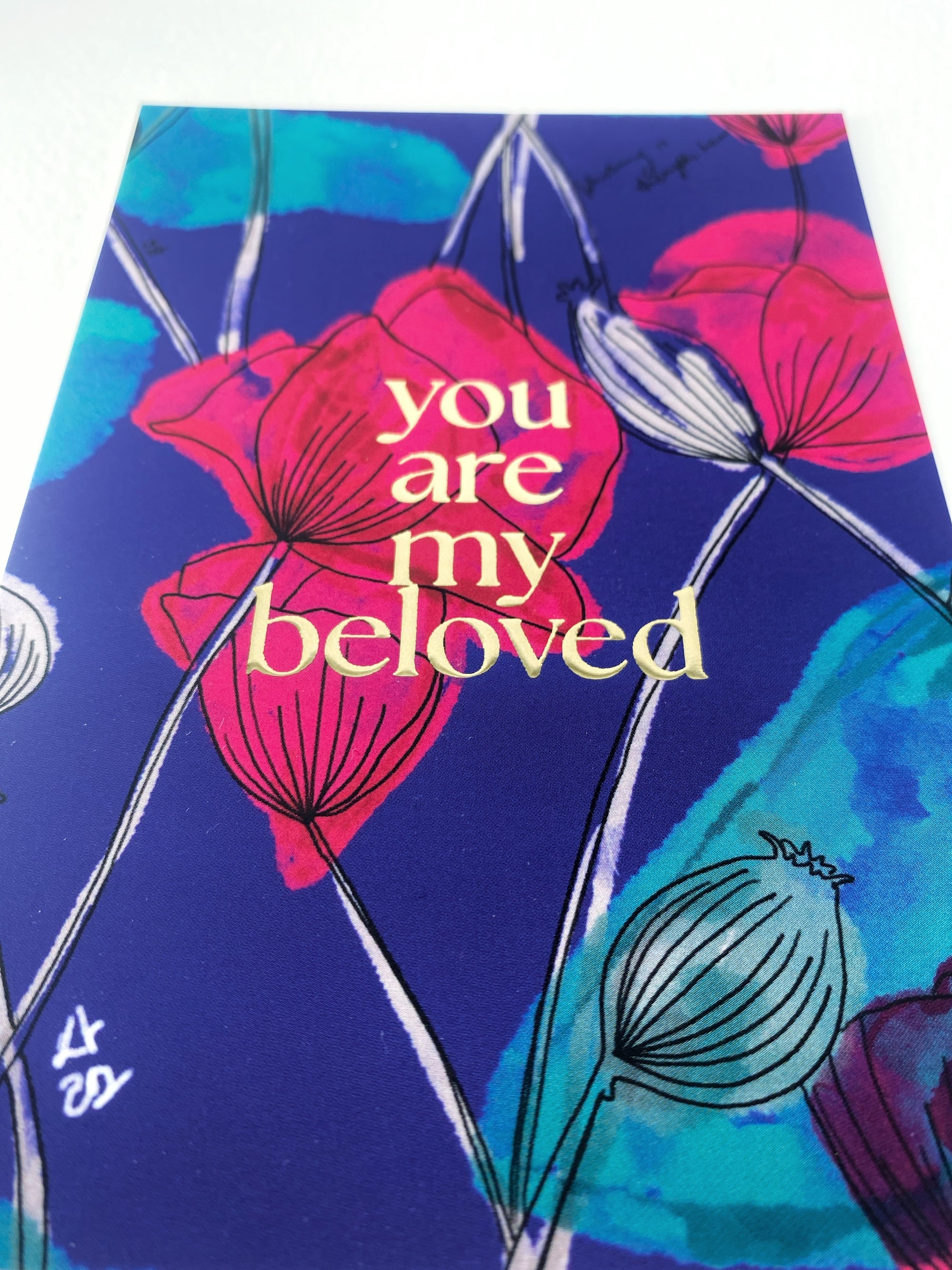 Postkarte "You are my beloved" in Goldreliefprägung
