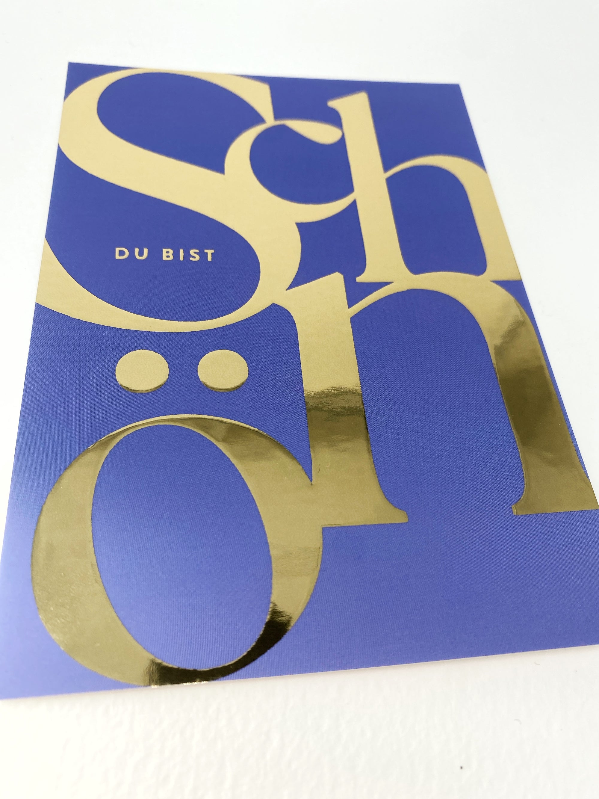 Postkarte "Du bist schön" mit Goldrelieflack