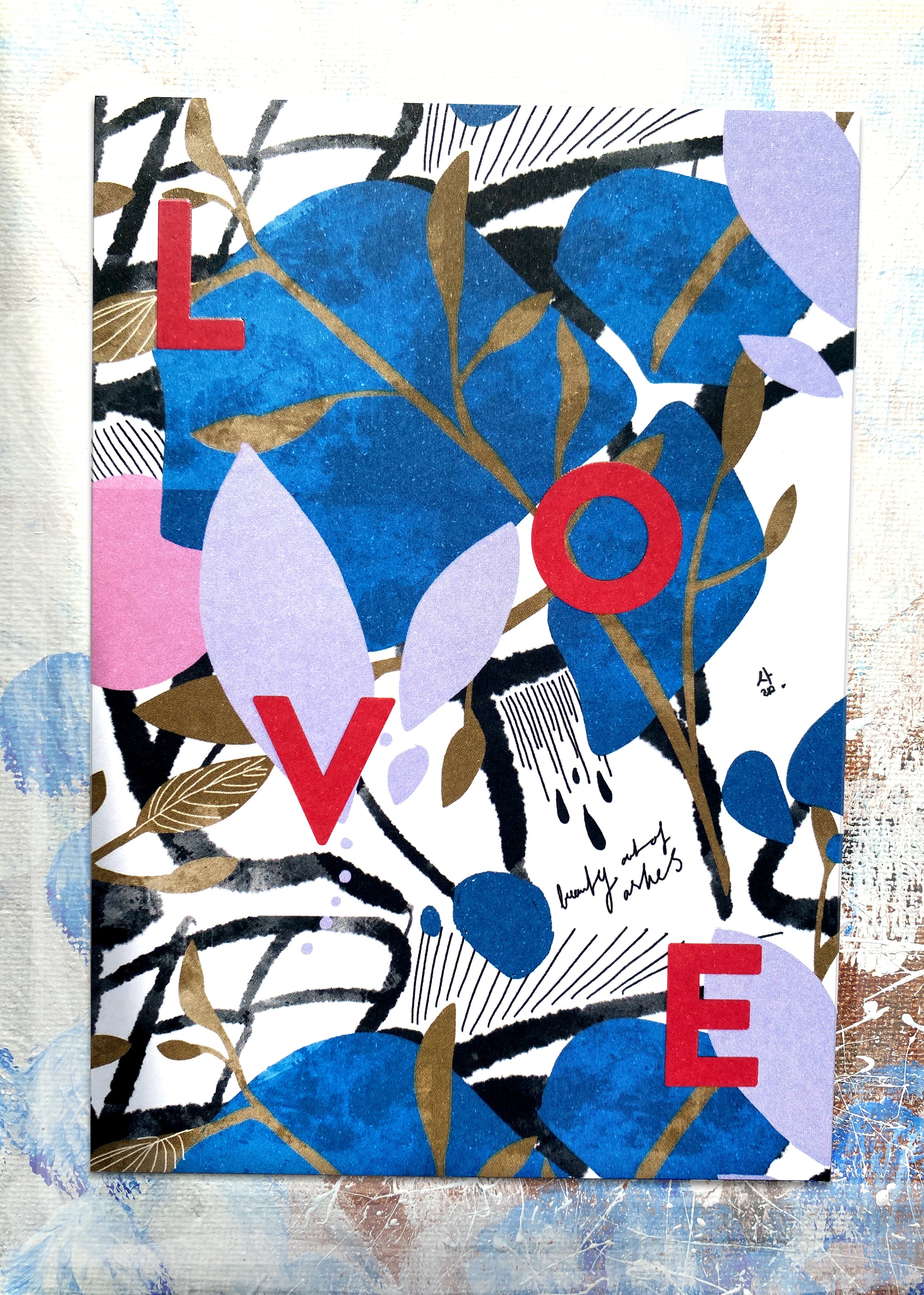 Karte "Love" mit Relieflack