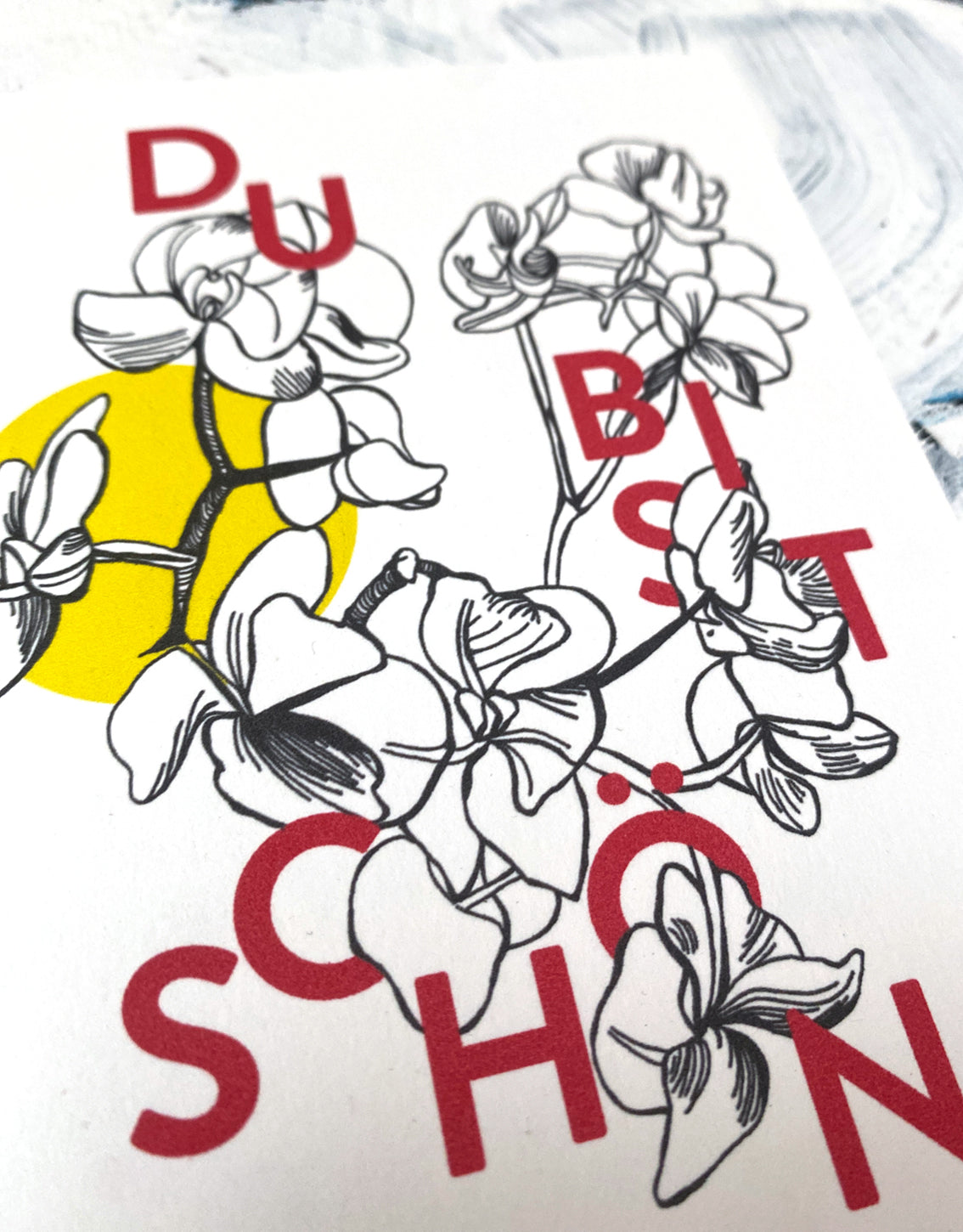 Postkarte "Du bist schön" rot-weiß