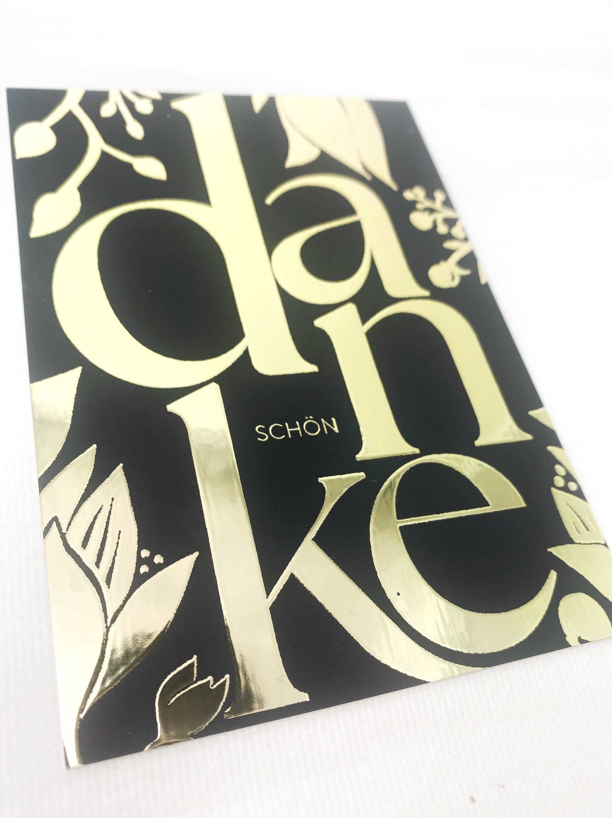 Postkarte "Danke" Schwarzgold Edition