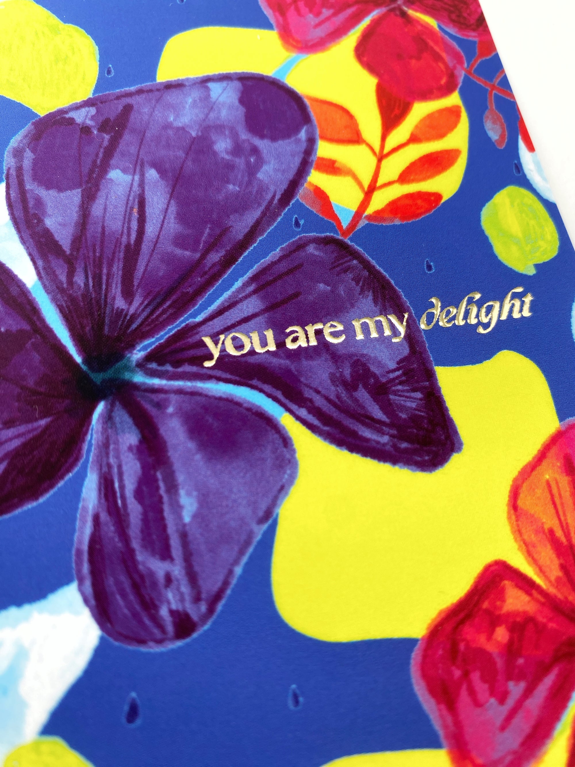 Postkarte &quot;You are my delight&quot; mit Goldreliefprägung